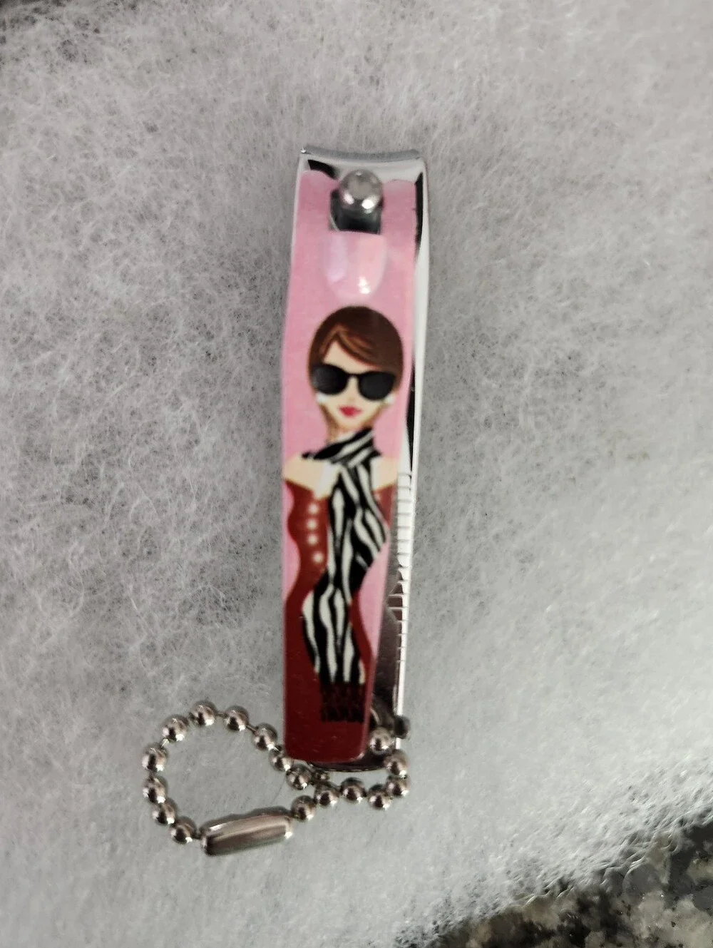 Pink Fashion-Illustration Nail Clipper with Keychain New With Tag